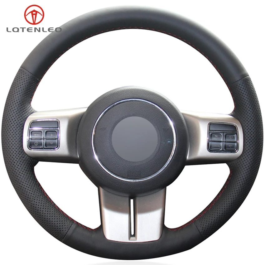 

LQTENLEO Black Artificial Leather Car Steering Wheel Cover For Jeep Grand Cherokee 2011-2013 Compass Patriot Wrangler 2011-2017