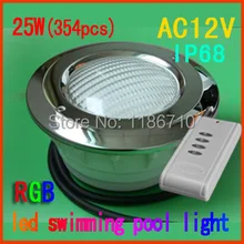 Подводный светодиодный светильник для бассейна(панель из нержавеющей стали) Встроенный светодиодный светильник для бассейна 25 Вт RGB(354 шт
