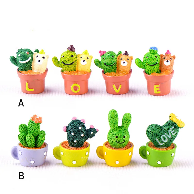 4 шт./компл. модель LOVE Cactus в горшках миниатюрная фигурка сказочный сад кукла для