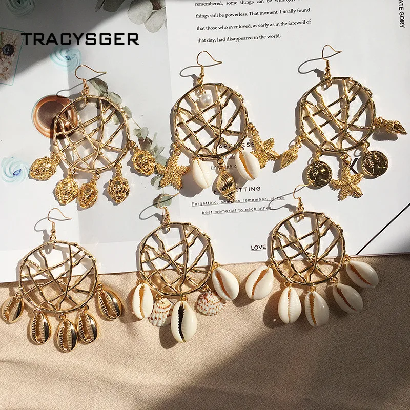 

AH-84503 /TRACYSGER/ 2019 New Bohemian starfish cowry shell Earrings