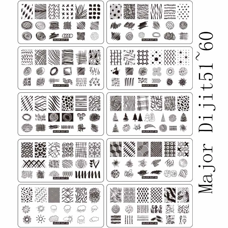10 шт./лот набор пластин для штамповки ногтей 12,5*6,5 см Геометрические линии серии дизайн ногтей штамп шаблон изображения пластины инструмент для трафаретов наборы