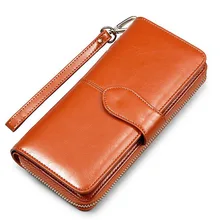 Hot Selling! Promotion Women Wallets High Qulaity Long Design Lady Clutch Bag Oil Wax Leather Coin Purse Business Card Holder