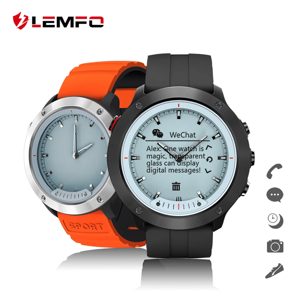 

LEMFO Smart Module with Mechanical hands Smartwatch 5ATM IP68 Waterproof Heart Rate Noctilucous Smart Watch Men For IOS Android