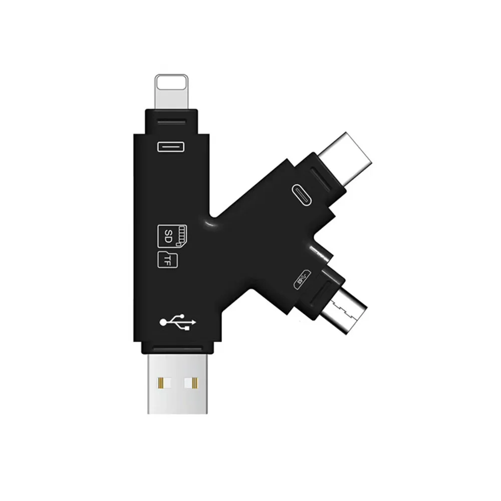 New 4 in 1 Micro SD TF Card Reader USB C Type C Adapter OTG Card 5