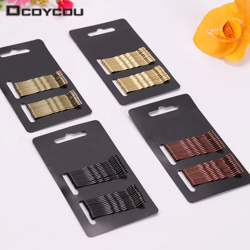 24PCS Black Gold Pins Hair Pins No Hurt for Hair Classic Simplicity Wave Hair Clips Hair Accessories DIY Tool