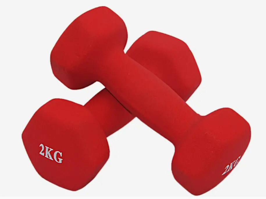 

2*2kg/pcs Hexagonal Frosted Dumbbells Plastic dip in Dumbbell Fitness Dumb-bells special for Women AEROBICS Lose weight