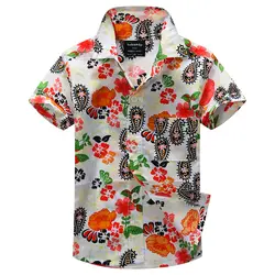 100% хлопковая рубашка с цветочным узором гавайская рубашка для мальчика T1525