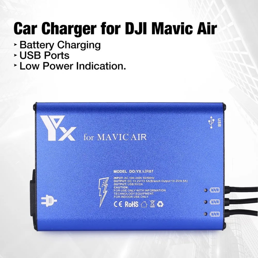 

2 in 1 AU Plug Charger for DJI Mavic Air Drone Multi Battery Fast Charging Hub Remote Control 2 USB Ports 3 Batteries
