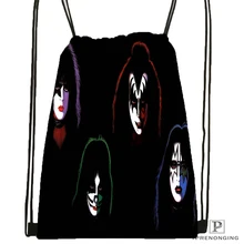 Custom Horns Up Rocks Kiss Group походная сумка на шнурке милый рюкзак для детей(черная спинка) 31x40 см#180531-04-46
