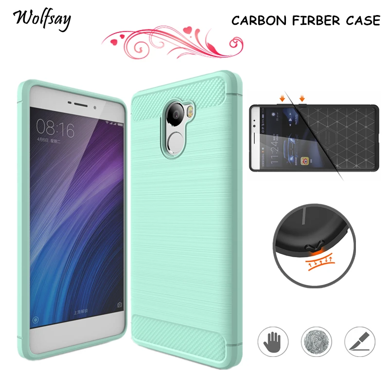 Wolfsay For Phone Cover Xiaomi Redmi 4 Case Rubber Silicone Luxury Funda &lt |