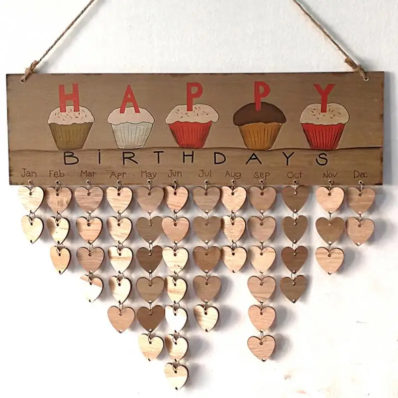 DIY настенный календарь торт с днем рождения Печатный деревянный календарь знак специальные даты доска напоминаний домашний декор подарки