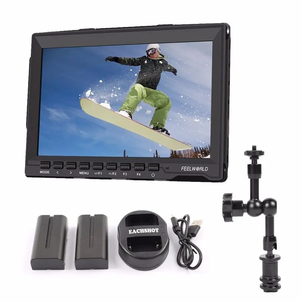 

Feelworld FW-759 7" 1080P Camera Field Monitor Ultra HD IPS Screen FPV Monitor with Magic Arm for DSLR Camera + 2 batteries set