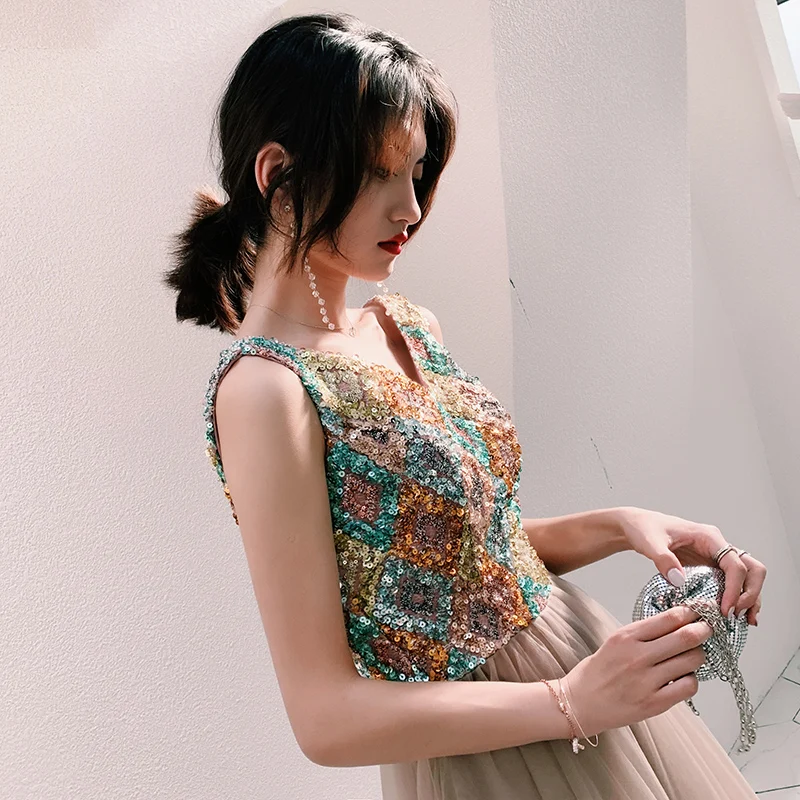 wei yin 2019 New Formal Evening Dresses Long Women Elegant Khaki V neck Sleeveless Empire Evening Dresses Robe De Soiree WY1715 wei yin 2019 New Formal Evening Dresses Long Women Elegant Khaki V neck Sleeveless Empire Evening Dresses Robe De Soiree WY1715