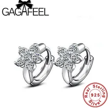 Новое поступление подлинное серебро 925 пробы ювелирные изделия красивые серьги-кольца с цветами для женщин оптом