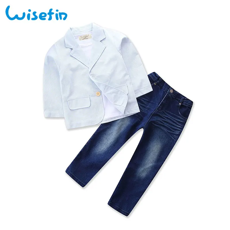 

Wisefin Boy Suit Wedding 3 Pieces Fashion Children Infant Suit Formal Stripe Kids Wedding Clothing Toddlers Suits For Boy