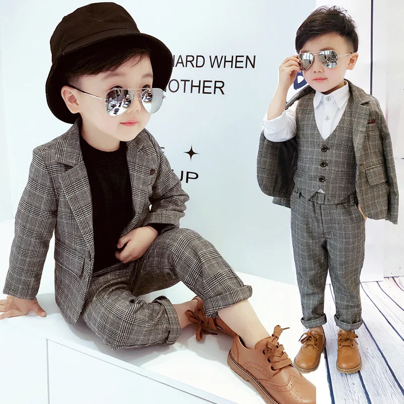Kind Jungen 3 Teile Anzug Blazer Weste Hose Mittelalterliche Prinz Kostüm