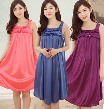 

Fashion Women Clothes Suspender Night Deep V Silk Nightgowns Sleepwear Sleepshirts Robes