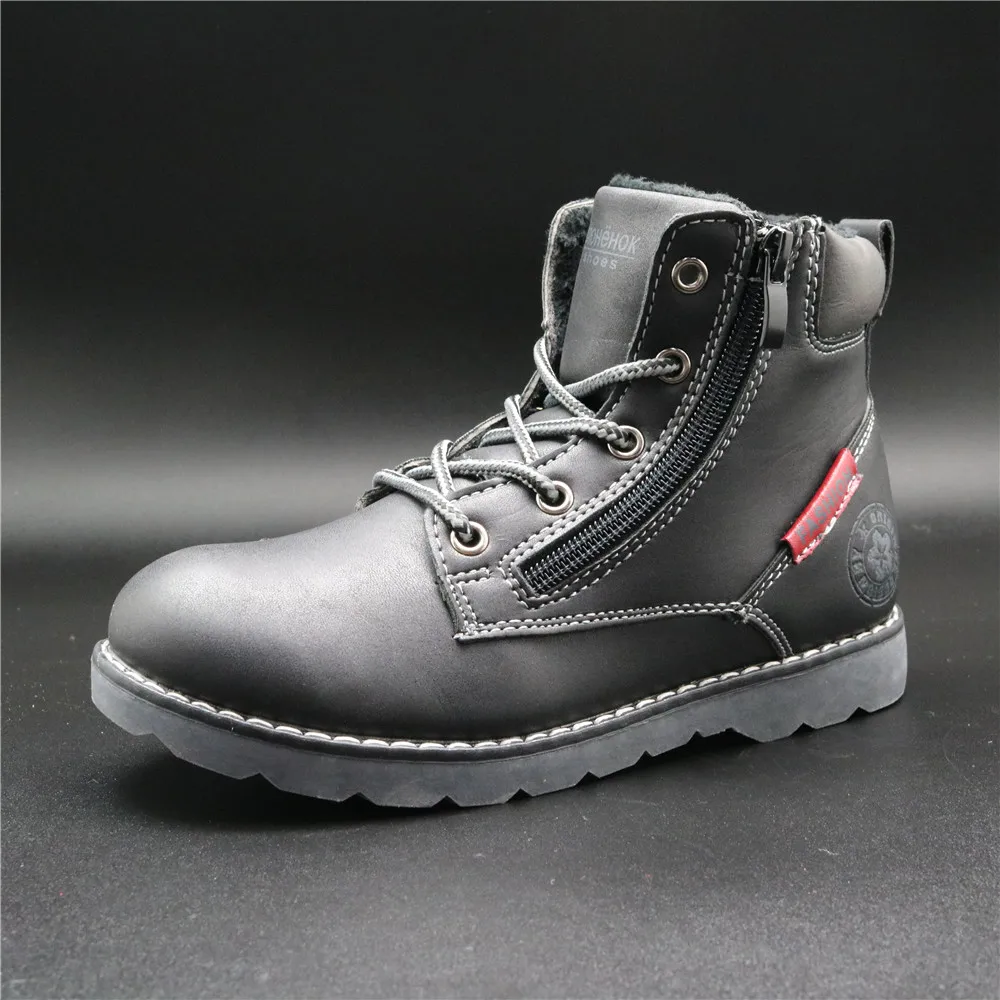 

Apakowa 2019 Winter Children New Boys Girls Boots Kids Shoes Warm Suede Buckle Snow Boots PU Leather Martin Boots EU 30-35