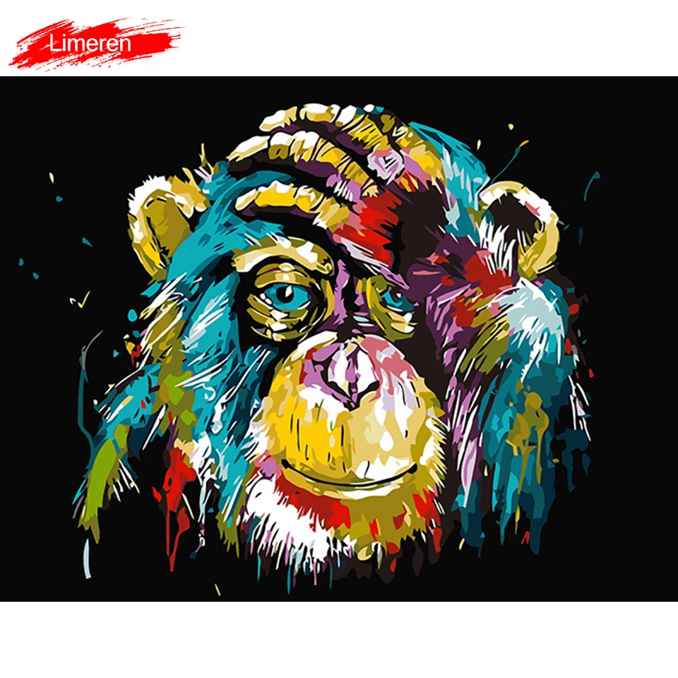 

Wall Art Canvas Oil Painting By Numbers Ape Animals Hand Painted Pictures Coloring By Numbers Home Decor No Frame