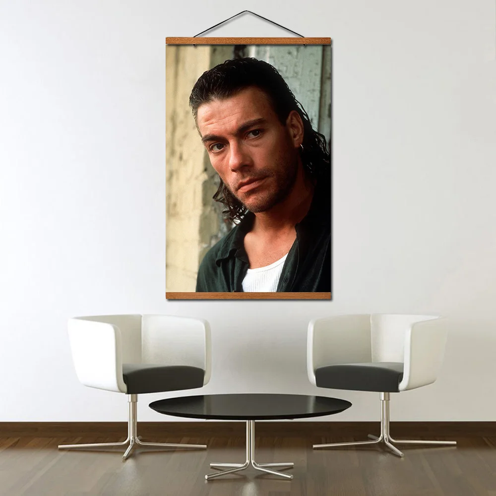 Jean-Claude Van Damme Poster Hanging Scroll Canvas Painting With Solid Wood Decoration