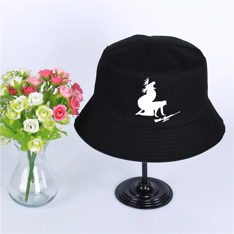 

Moose Hunting Logo Hat Women Mens Panama Bucket Hat Moose Hunting Design Fishing Fisherman Hat