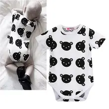 2016 New Baby Girls Boys Summer Short Sleeve Bodysuit Toddle Kids Cute Bear Cotton font b