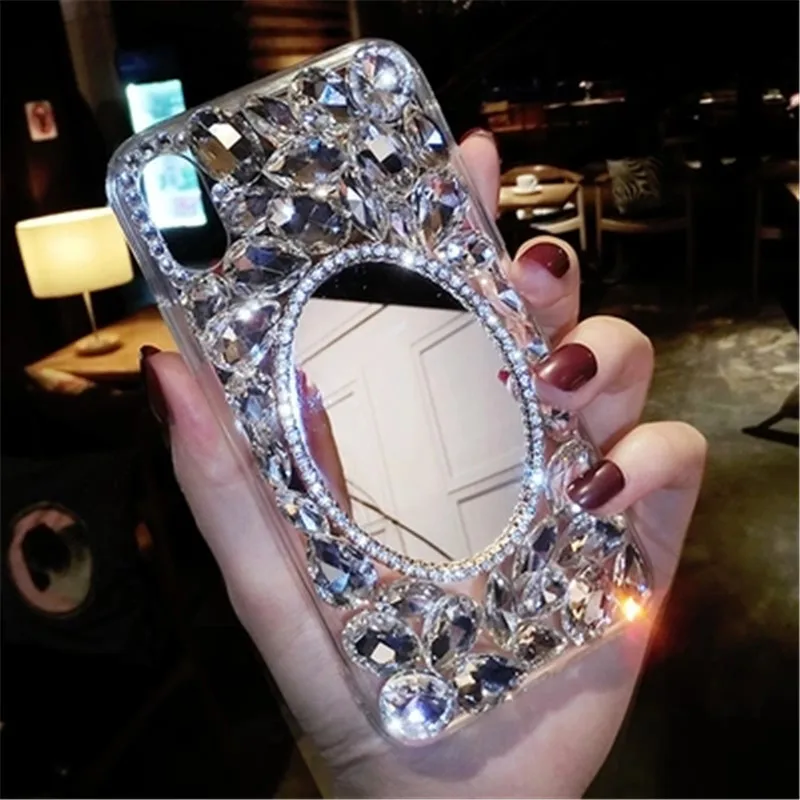 

LaMaDiaa Rhinestone Case Diamond Bling Phone mirror Cover coque fundas For Xiaomi 8 9 SE MAX 5S 5X 6 6X Redmi 6A 5A Note7 6 Pro