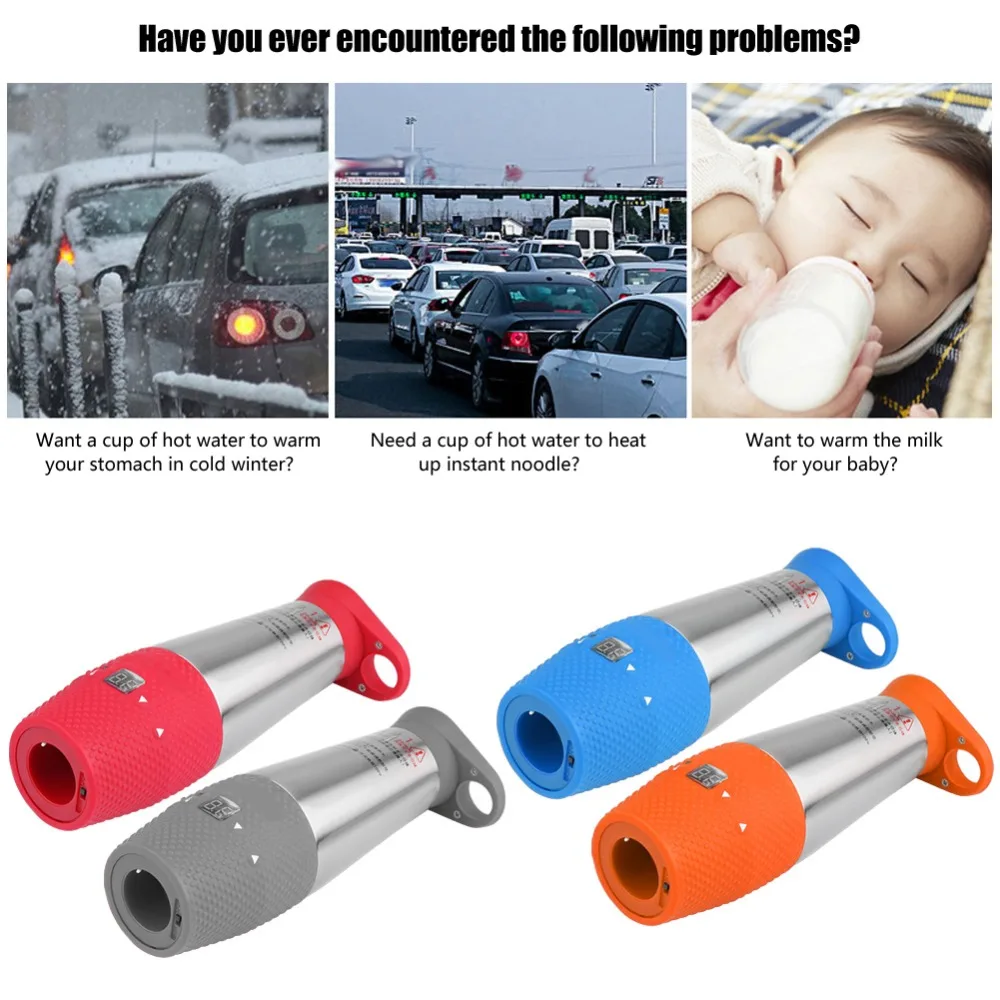 

Universal Car Electric Cup with Power Cable Base 12V 80W Vacuum Insulated Electric Travel Heating Cup Water Boiling Mug Kettle