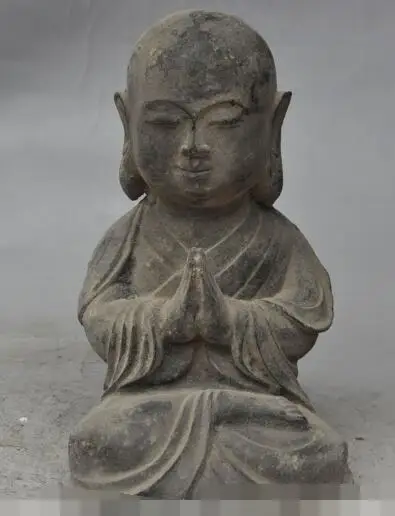 

S06303 7"chinese tibet buddhism fane pure old bronze monk Amitabha Prayer buddha statue
