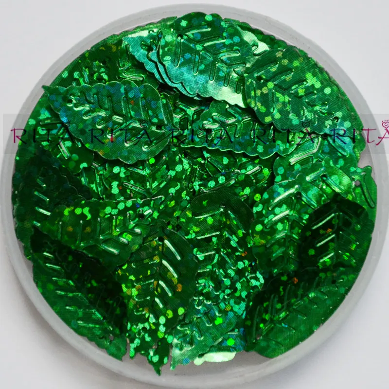 

12x18mm Leaves Loose Sequins Paillettes Sewing,Wedding crafts, Women Kids DIY Garment Accessory wholesale Laser Green