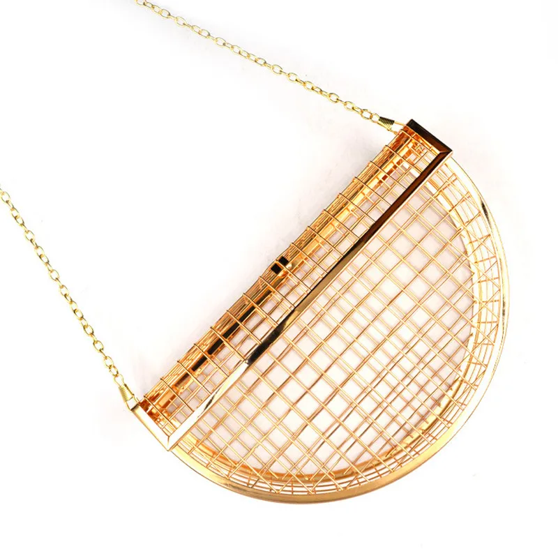 

Fashion Luxury Handbags Women Bags Designer Hardware Half Month Hollow Box Chain Prom Evening Bag Clutch Female Shoulder Bag