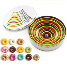 12 шт./компл. Цветной круглый кулон покрытый для нарезки печенья в виде Нержавеющая сталь печенья инструменты для выпечки тортов мусс пресс-форма для выпечки
