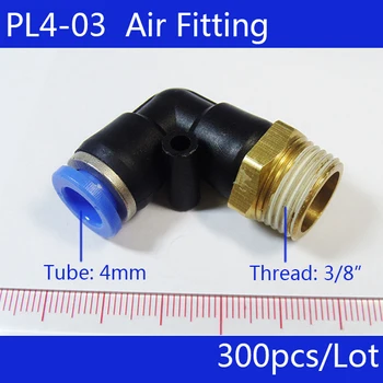 

Free shipping 300Pcs PL4-03 , 3/8" Male Thread to 4mm Elbow Pneumatic Connector Fittings