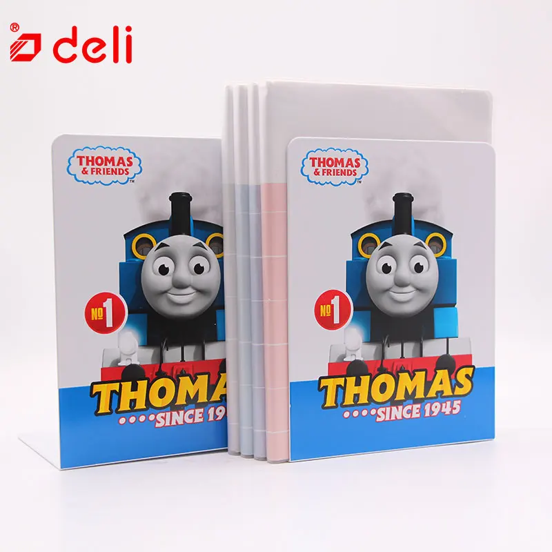 

Deli 1Pair Metal Bookends Book Stands Cute Kawaii Book Shelf Holder Thomas & Friends File Document Book Ends Desk Accessories