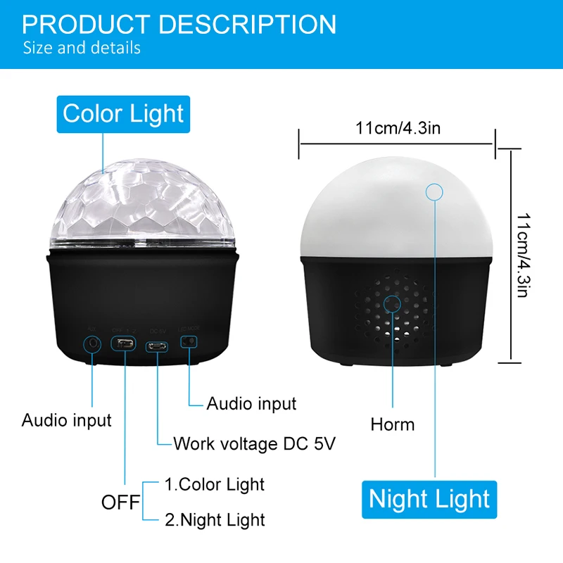 Светодиодный светильник диско-шар 9 цветов 9 Вт магический проектор сценический светильник Клубная лампа эффект мини беспроводной Bluetooth динамик с пультом дистанционного управления