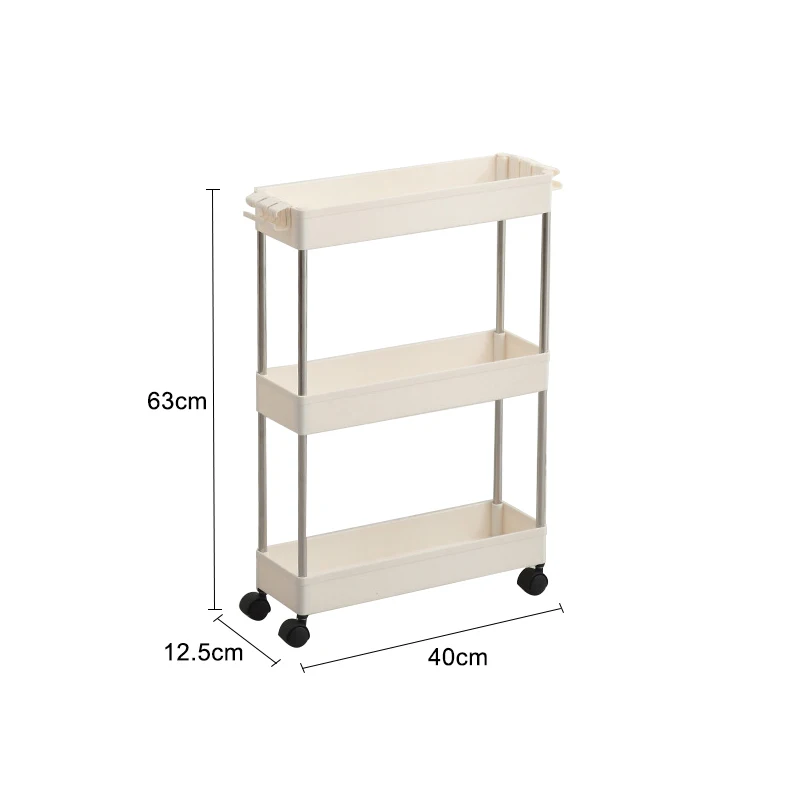 2/3/4 Слои Gap Кухня хранение стойки подвижных полки с колесами для Кухня Ванная комната Органайзер сбережения места для хранения полки - Цвет: 3 layer small white