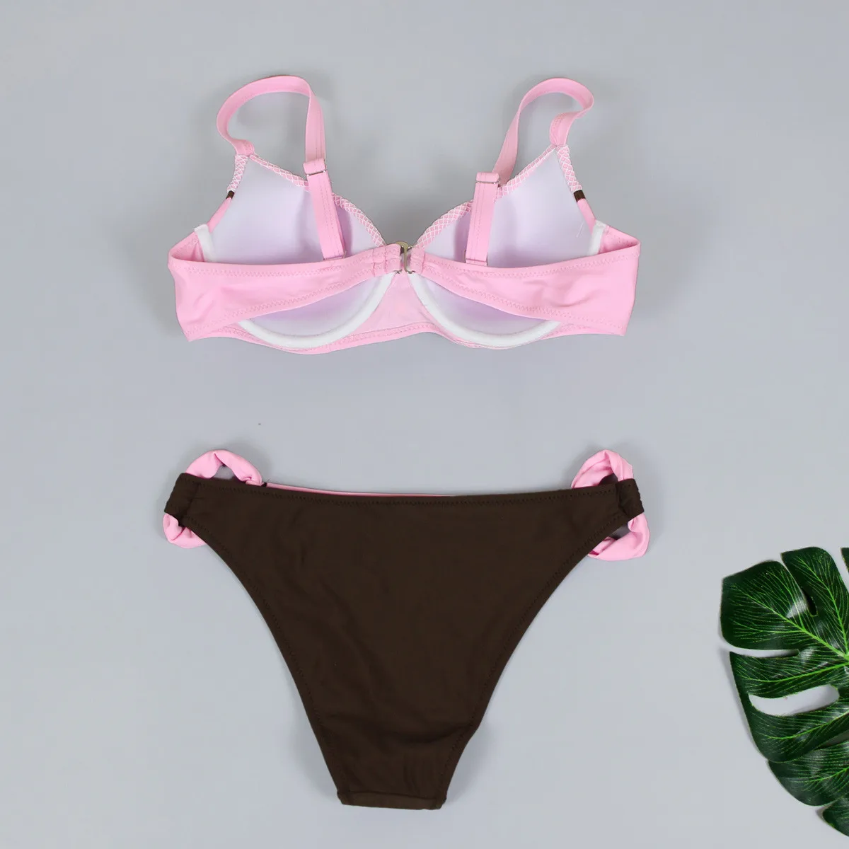 Женский бюстгальтер пуш-ап с подкладкой, однотонный зеленый, розовый, белый, низкая талия, бикини, комплект из двух предметов, купальник, купальник, летняя пляжная одежда