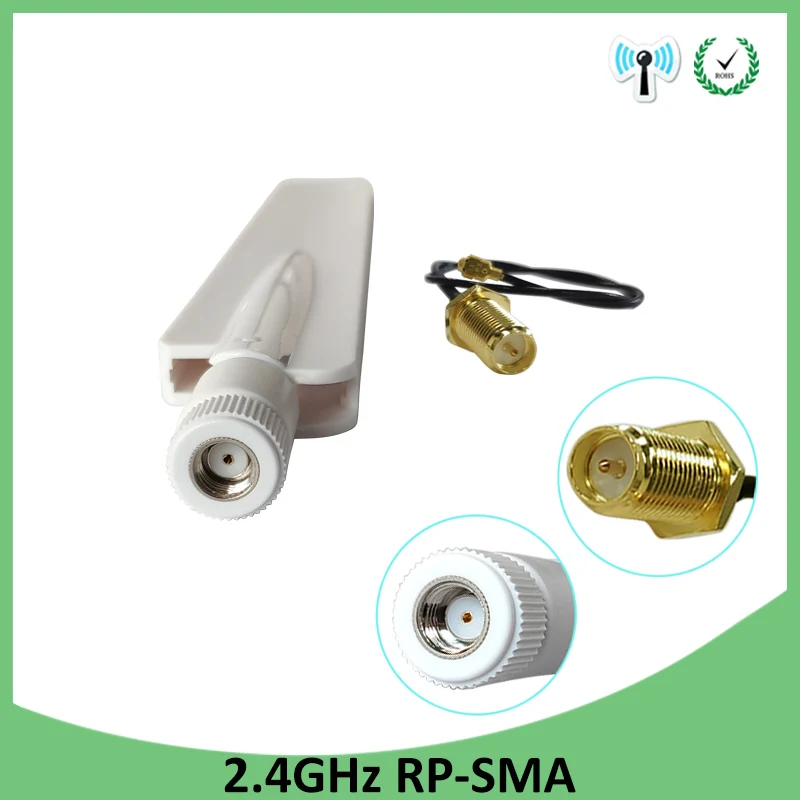 

5pcs 2.4Ghz antenna Wifi 8dbi RP-SMA connector white 2.4G antena Router Antenna 2.4 ghz + 21cm RP-SMA Male Pigtail Cable
