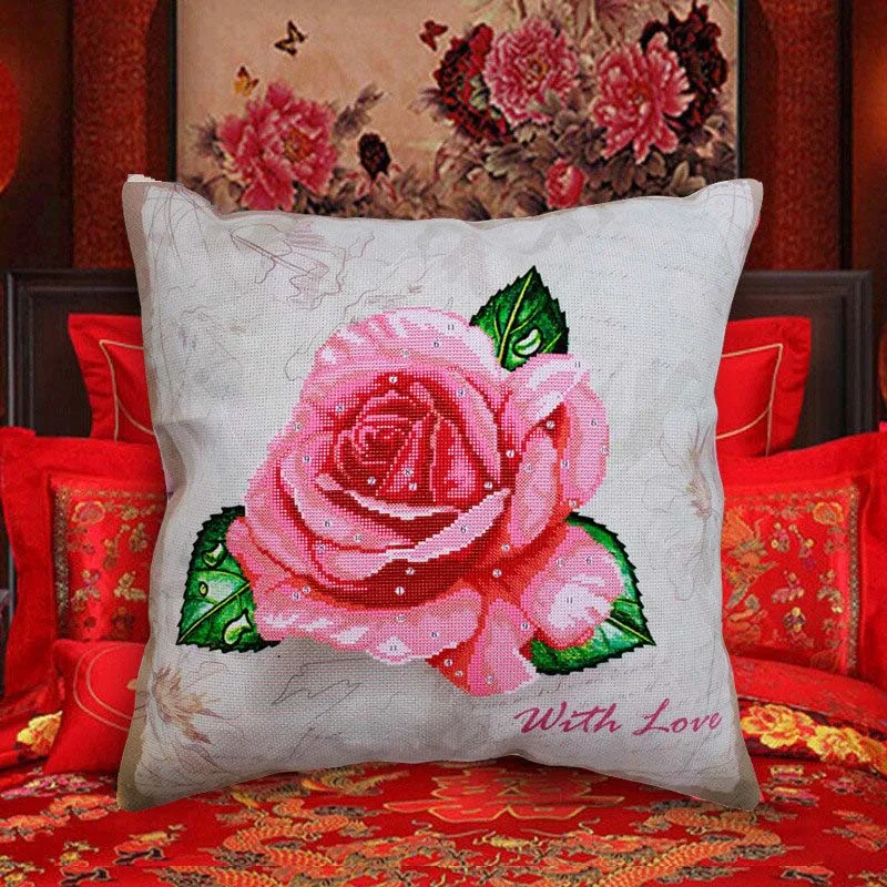Вышивка крестом Комплект подушек для вышивания Счетный чехол типа "сделай сам", перекресная строчка Комплект подушек s узоры аксессуары для картин - Цвет: Pink roses