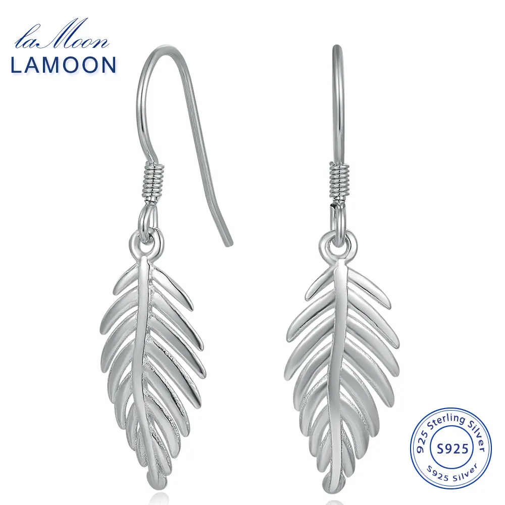 

LAMOON 2017 New 2 Sizes Leaves Large & Small Eardrop Dangle 100% Real 925-Sterling-Sliver Fine Jewelry Earrings for Women EY274