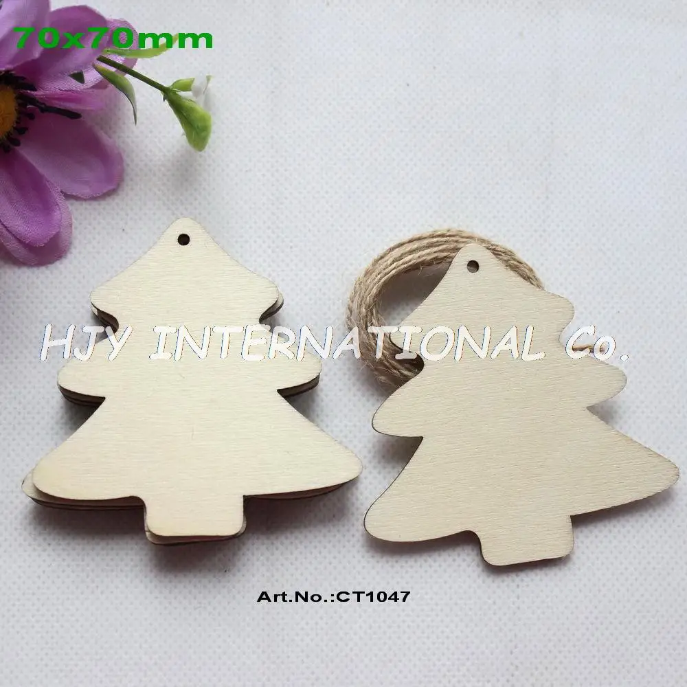

(14pcs/lot) 70mm string hanging natural unfinished wood tree tags crafts Christmas wishing tree tags-CT1047