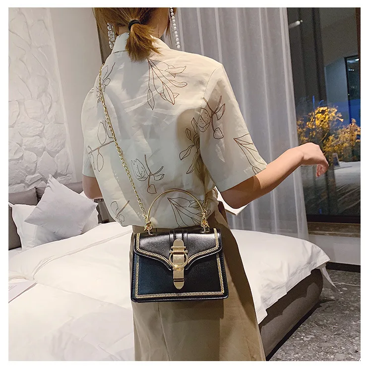 Элегантная женская сумка-тоут с металлическим кольцом новая качественная женская дизайнерская сумка из искусственной кожи с цепочкой на плечо