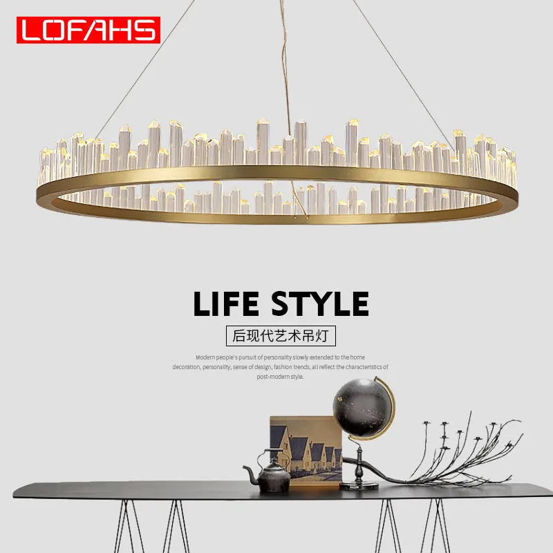 

LOFAHS LED Chandelier Modern Ring Crystal Light led lamp golden Hanging Lamp New Design Diamond Chandelier lighting
