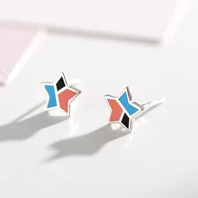 925 пробы серебряная звезда квадратный серьги гвоздики для женщин гриль Свадебные украшения Bijoux boucles d'oreilles eh297