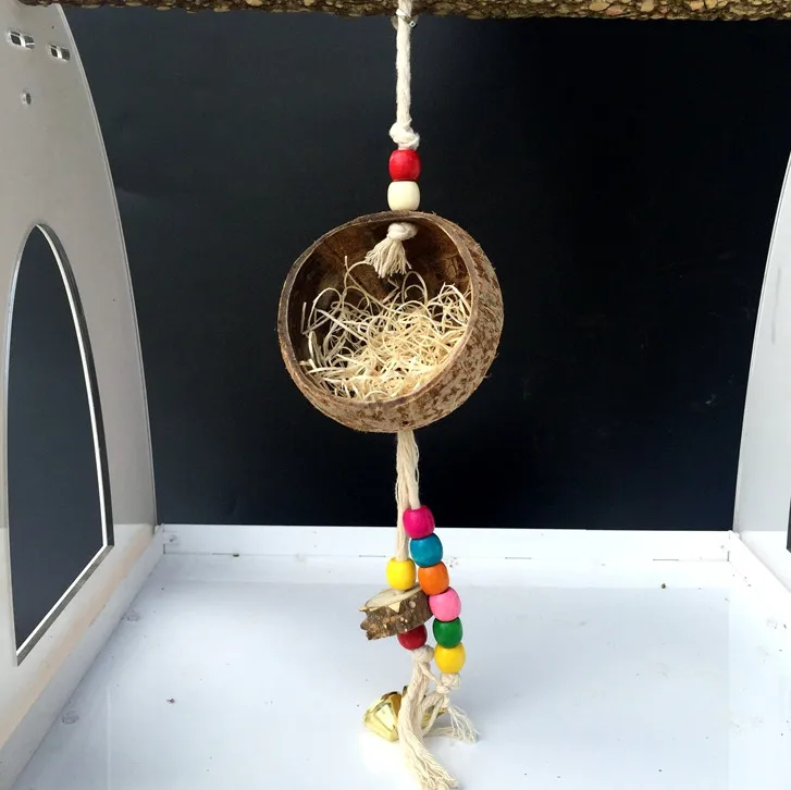 Macaws,Parrots 1 Whiie891203 Bird Toys Parrots Toy,Coconut Shell Bird Nests House Hut Pet Parrot Budgies Hanging Toy Cage Decoration for Parakeets Cockatiels,Conures