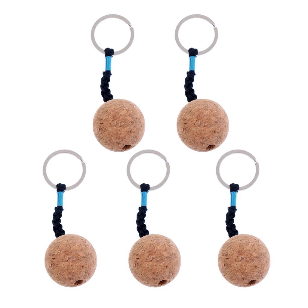 5PCS Cork Ball Buoyant Keyring Boat Marine Kayak Canoe Key Float Floatable Keychain Key Chain