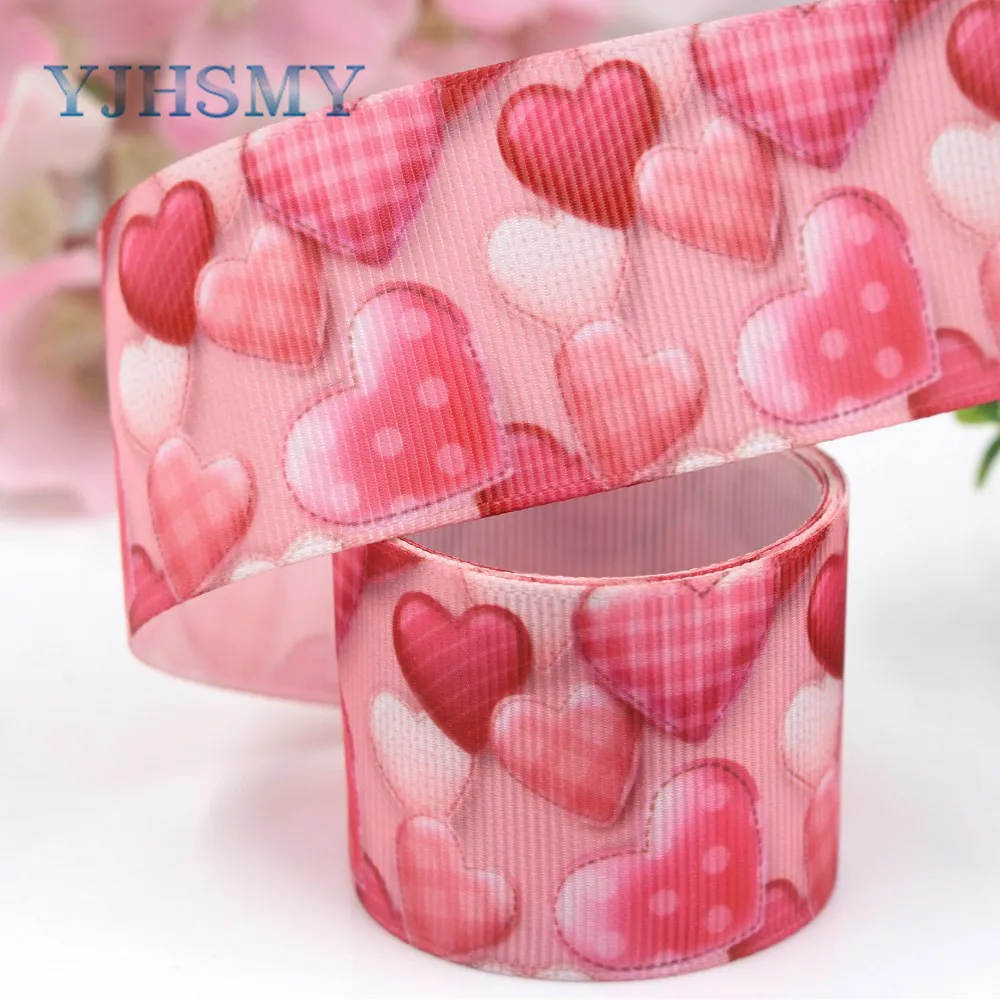YJHSMY Мультяшные ленты с сердечками 38 мм 10 ярдов термопечать grosgrain рукоделие