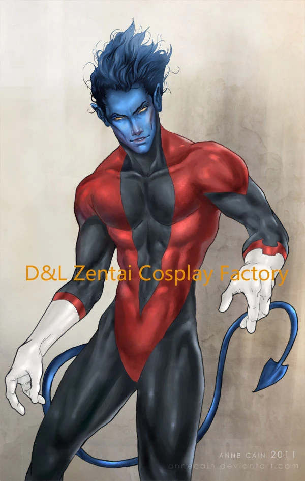 DHL X-men Nightcrawler Kurt Wagner костюм супергероя красный и черный лайкра спандекс Хэллоуин Косплей Костюм XM109