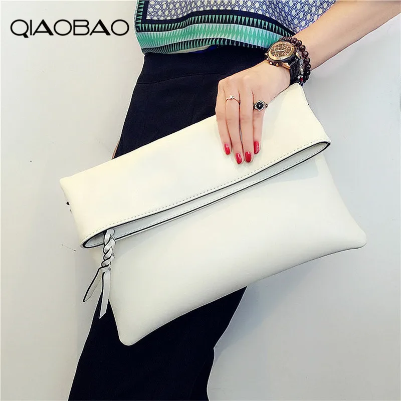

QIAOBAO 100% Natural Cowhide Bag Genuine Leather Women's Clutch Bag Female Cowhide Envelope Bags Designer Flap Bags