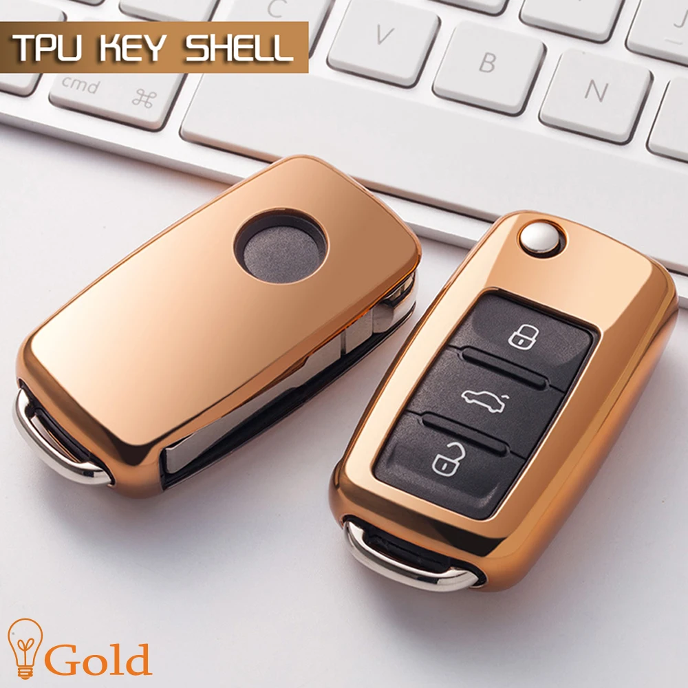 

High quality TPU Soft Key protection case For VW Golf Bora Jetta POLO GOLF Passat Touran Ibiza Leon Octavia Folding cover shell